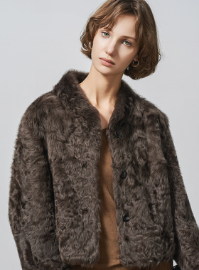 GHJOD studio 轻奢0压感天然软黄金小湖羊皮毛一体老钱风皮草外套