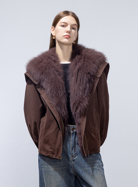 GHJOD studio 芬兰狐狸毛领90白鹅绒羽绒服女时尚保暖皮草派克服