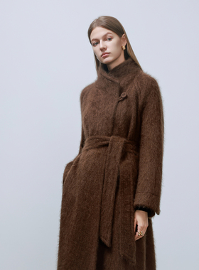 GHJOD studio 重磅“软黄金”山羊绒&羊毛拉绒中长款立领大衣外套