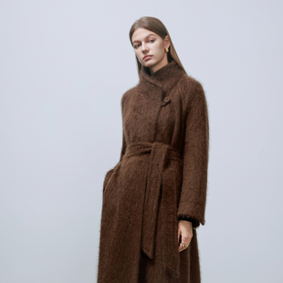 山羊绒&羊毛拉绒中长款 GHJOD 软黄金 重磅 立领大衣外套 studio