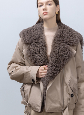 【限量特价】GHJOD 羊毛皮毛一体可脱卸毛领90白鹅绒羽绒派克服女