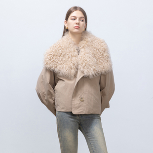 外套 90白鹅绒羽绒派克服女羊皮毛一体毛领宽松短款 GHJOD studio