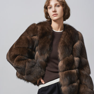 GHJOD进口芬兰狐狸毛皮草外套女