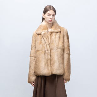 GHJOD 双色晕染翻领大衣 studio独家定染中古兔毛皮草外套女年轻款