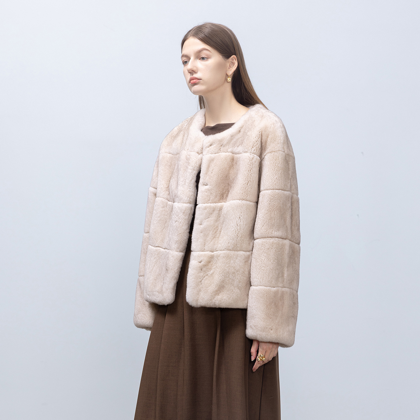 GHJOD冬季保暖獭兔毛皮草外套女