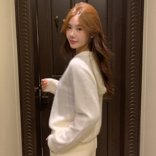 毛衣 轻奢重磅羊绒羊毛水洗拉绒休闲慵懒连帽针织衫 GHJOD studio