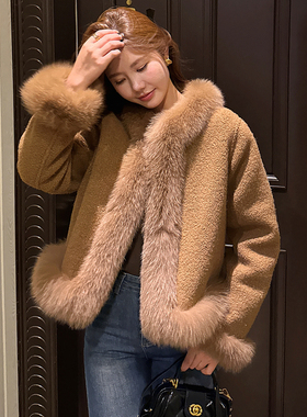 GHJOD studio 冬日恋哥 中古风狐狸毛90白鹅绒内胆羊毛呢大衣外套