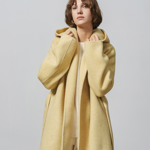 GHJOD 高奢稀有秘鲁软黄金苏力羊驼连帽宽松羊毛大衣外套 studio