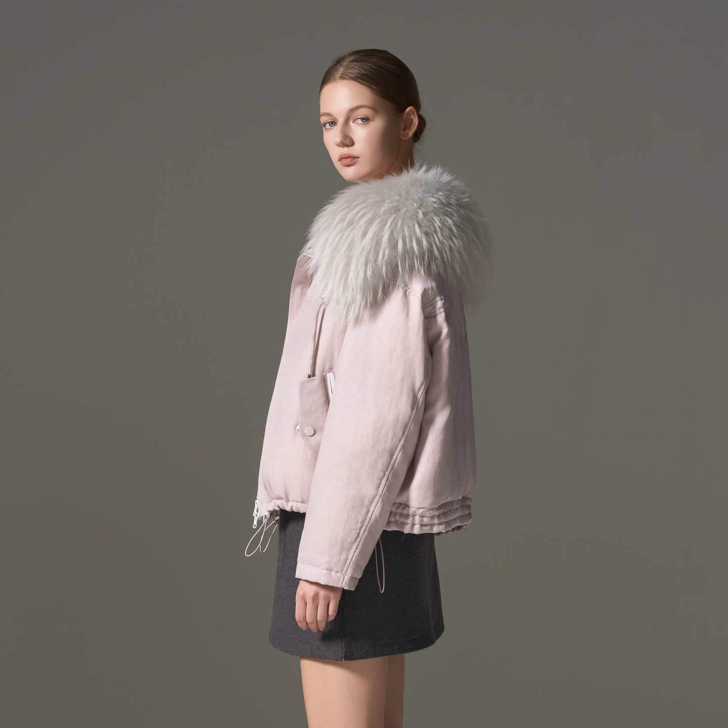 GHJOD可脱卸毛领90白鹅绒羽绒服