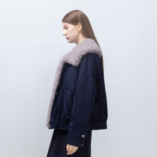 GHJOD studio可脱卸羊皮毛一体毛领90白鹅绒羽绒服休闲宽松派克服