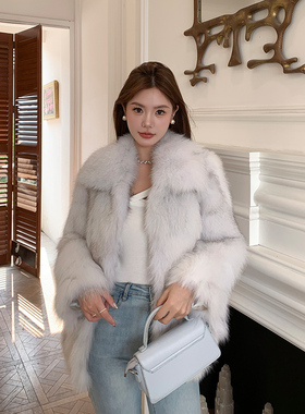 GHJOD studio“神明少女”整皮狐狸毛皮草外套女年轻显瘦轻奢款