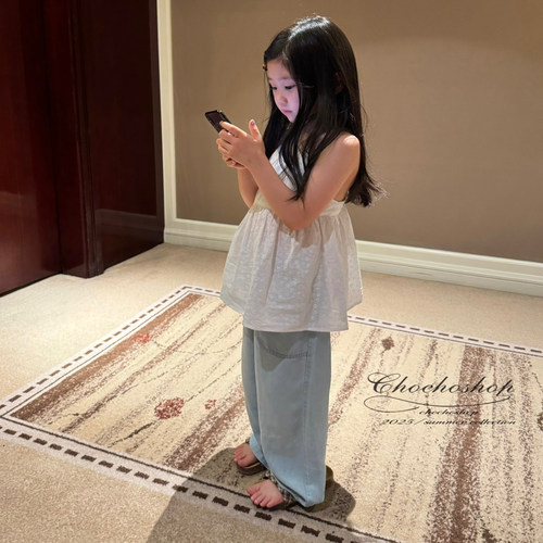 小白花吊带天丝牛仔裤针织吊带