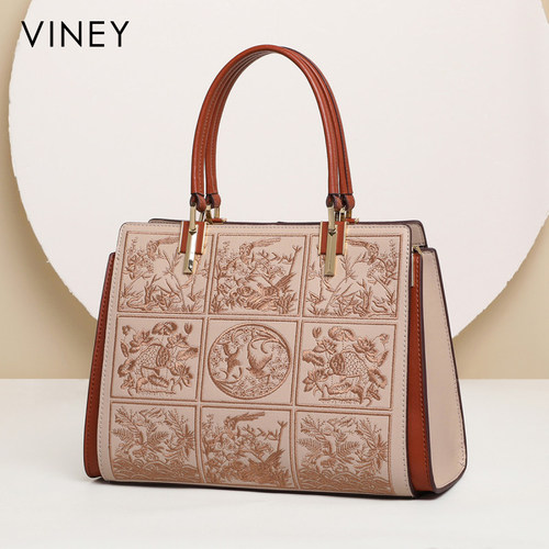 Viney手提包包2026新款女包中年女士铂金包高级感送礼真皮妈妈包