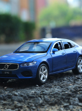 沃尔沃S90汽车模型仿真合金轿车儿童玩具车XC90礼物XC60摆件蓝色