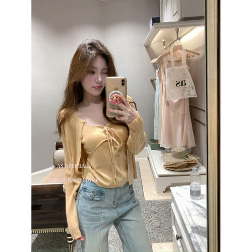 AS两件套针织衫小衫吊带开衫套装