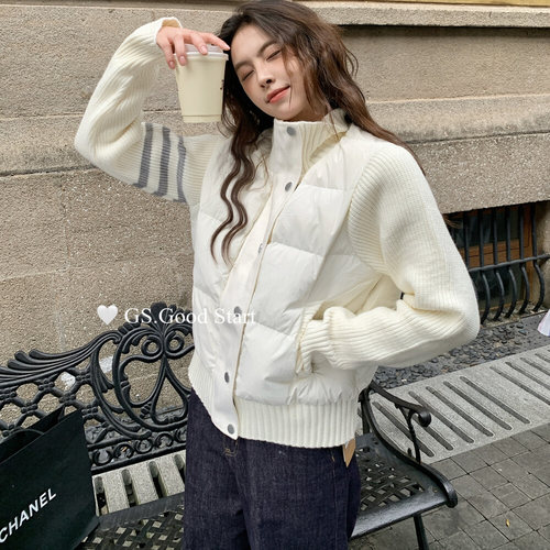 GS.GOODSTART拼接针织羽绒服女