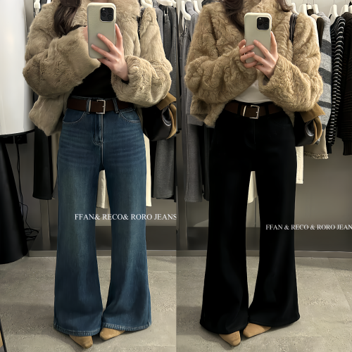 FFAN&RECO&RORO加绒喇叭牛仔裤