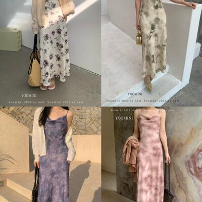 YOOMINI印花吊带裙长裙
