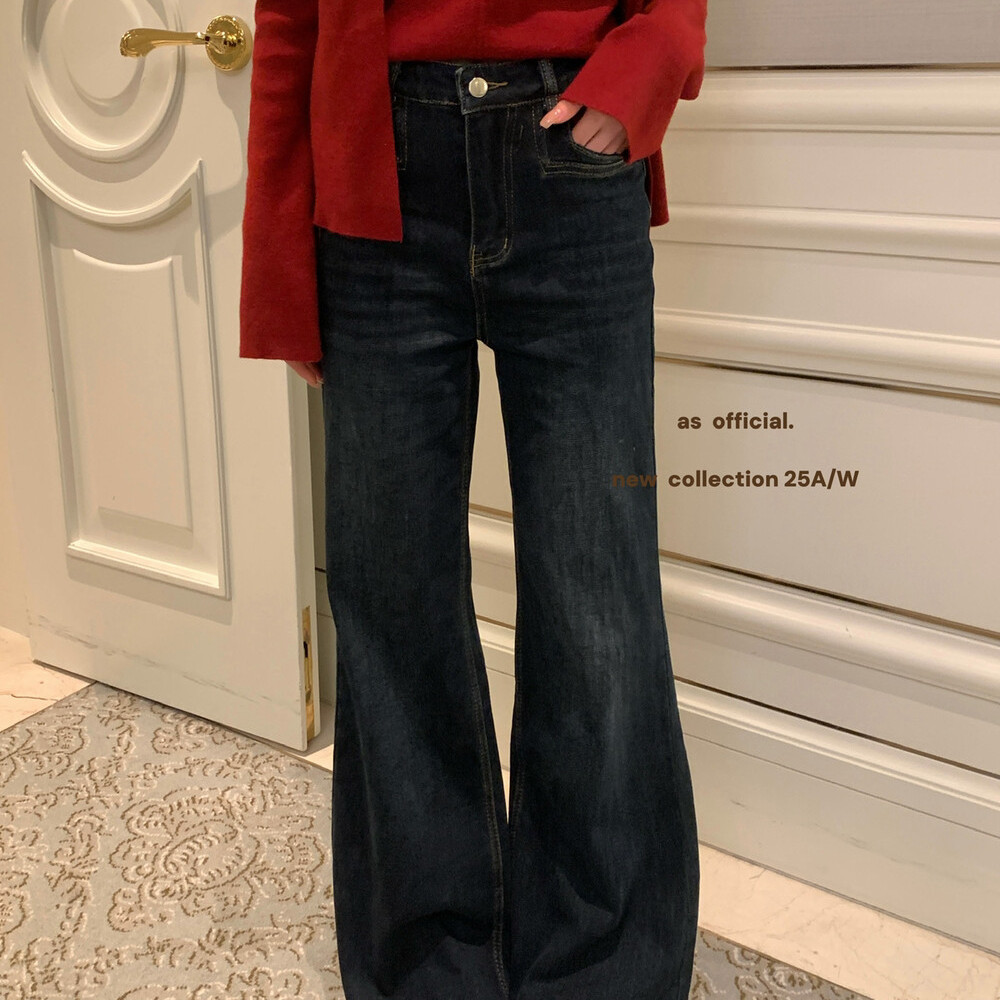 AS正品加绒微喇牛仔裤长裤女