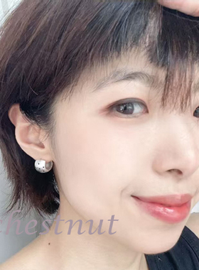 韩式 甜酷风 甜美系波点复古银色金属拉丝耳扣 耳钉 耳环 925银针