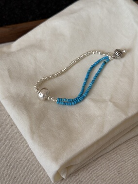 S925纯银天然绿松石手链泰银手链小众设计感高级复古轻奢精致