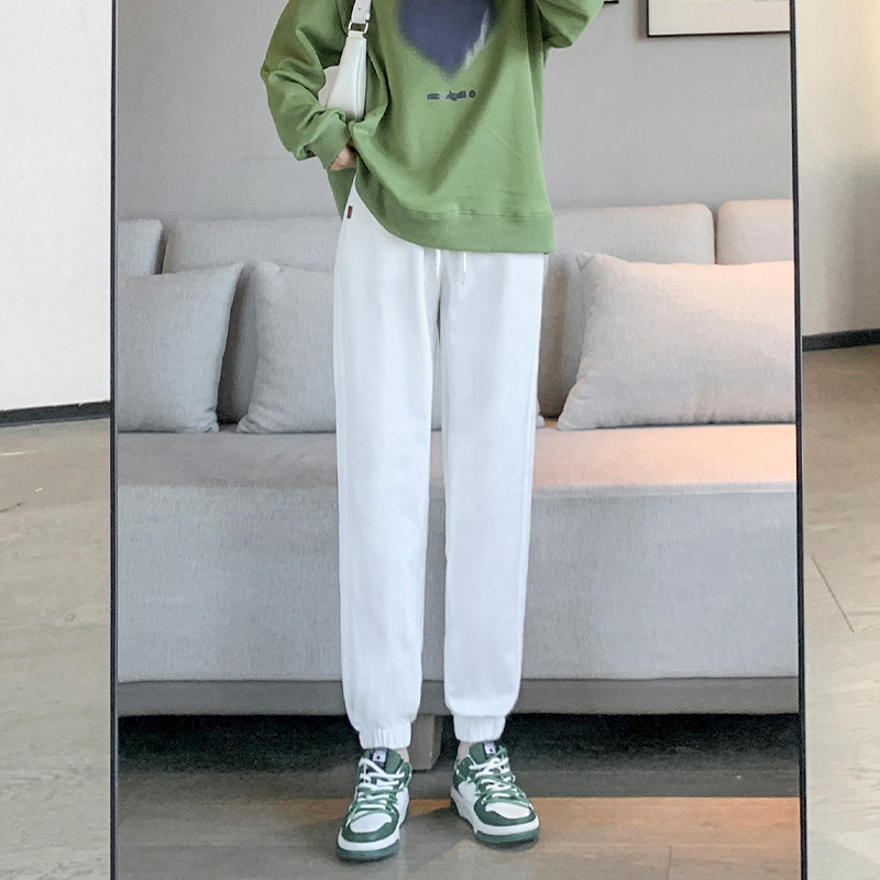 极速白色卫裤女小个子宽松九分休闲运动裤女春秋薄款202Z2新款束