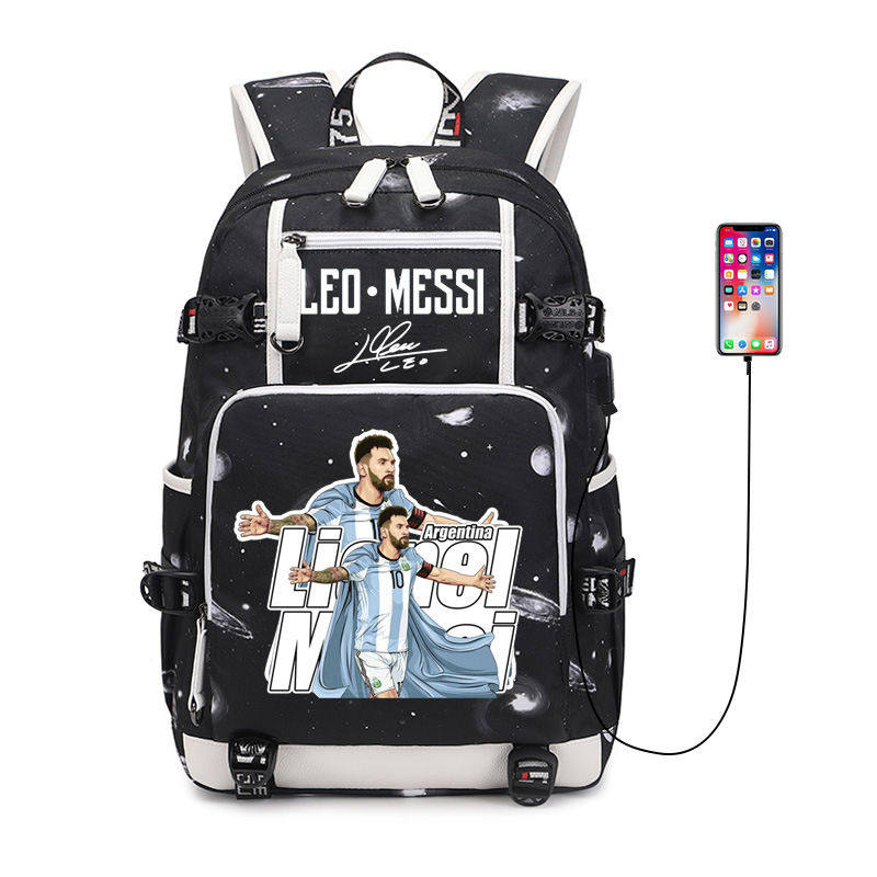 2024梅西世界杯纪念书包阿根廷队10号梅西夺冠双肩背包男女帆布跨