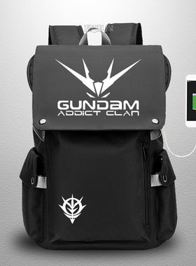 2025机动战士高书包 达敢达UC独角兽帆布包 动漫学生USB充电双肩