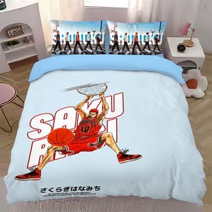 2024动漫樱花木道纯棉四件套男孩卧室床单被套床笠3件套全棉床上