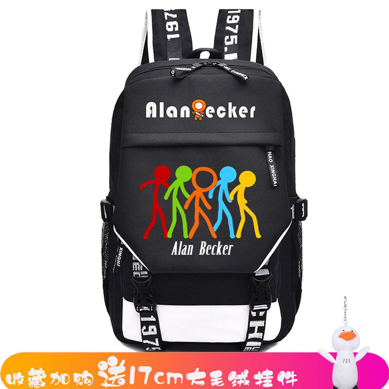 26新款Alan Becker火柴人小子电子摇滚双肩背包双肩包初中学生书