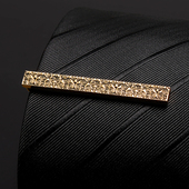 领带夹男款 高档固定卡扣商务夹子扣环别针领呔夹简约金色吉祥花纹