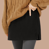 屁帘女冬厚下摆鲨鱼裤 遮屁股神器卫衣毛衣打底毛呢半身裙大码 短裙