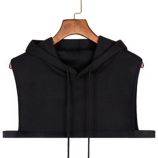 黑色假领卫衣女春秋百搭假领子带帽内搭连帽学生男女通用假帽子领