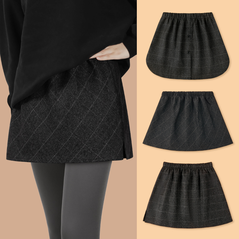 高级格子屁帘女叠穿卫衣打底遮臀