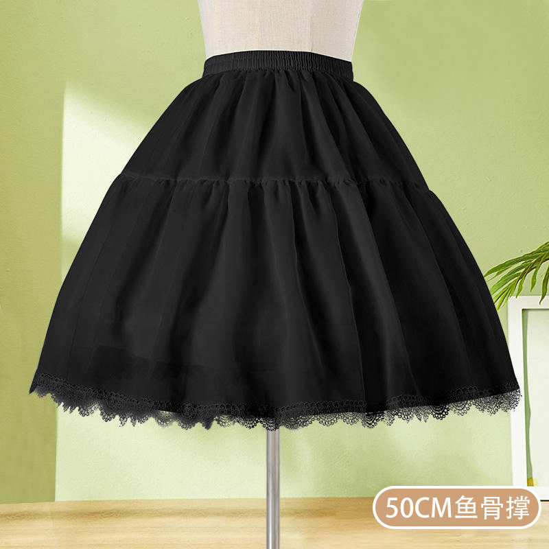 白色裙撑lolita日常狗短鱼骨撑洛丽塔棉花糖半身软纱蓬蓬半身短裙
