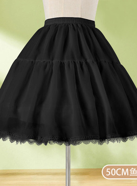 白色裙撑lolita日常狗短鱼骨撑洛丽塔棉花糖半身软纱蓬蓬半身短裙