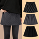 屁帘叠穿打底鲨鱼裤 灰色波点半身裙女2025秋冬新款 大码 假下摆短裙