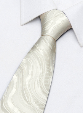 领带男士新郎结婚高级感西装衬衫正装商务米白色复古手打韩版男潮