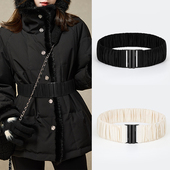 2025新款 腰带女士装 饰配裙子羽绒服松紧皮带女弹力宽腰封风衣束腰