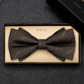 卡其蝴蝶结咖啡色衬衫 男士 领结婚礼西装 礼服宴会商务新郎结婚棕色