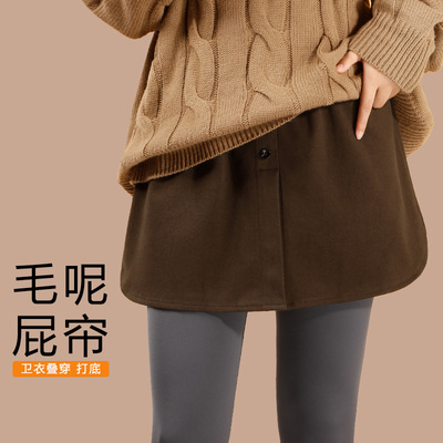 屁帘叠穿秋冬卫衣内搭打底裤子遮