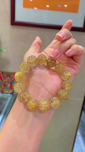 一念七宝正品天然金发晶顺发巴西单圈手链金发水晶手串水晶送礼物