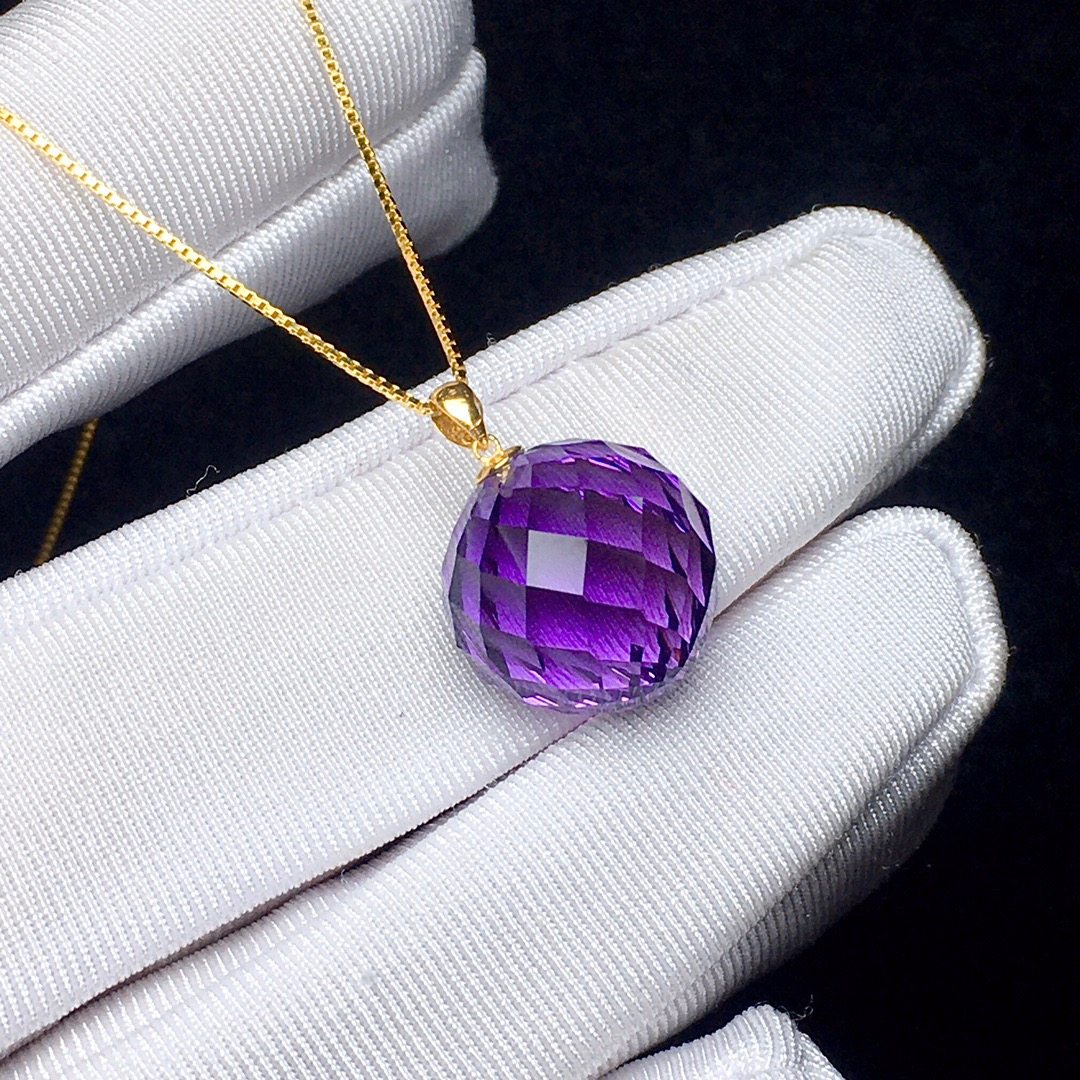 正品天然紫水晶刻面吊坠项链18k金男女款毛衣链挂件饰品礼物送礼,饰品/流行首饰/时尚饰品新,颈饰,淘宝优惠券,粉丝福利购,淘宝优惠卷