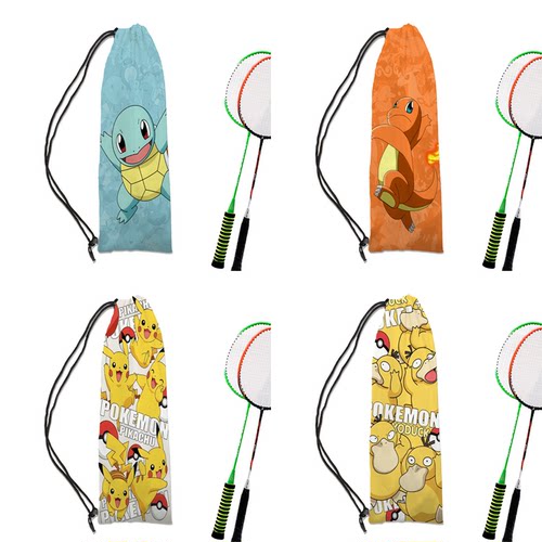 新款宝可梦系列动漫羽毛球拍袋束口运动单肩便携可爱羽毛球包