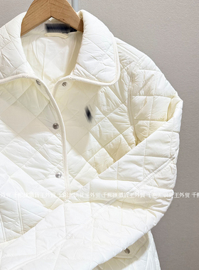 明星同款！！轻盈又保暖~小马刺绣POLO领绗缝菱格棉服外套女秋冬