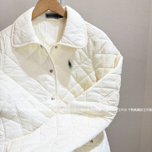 明星同款！！轻盈又保暖~小马刺绣POLO领绗缝菱格棉服外套女秋冬