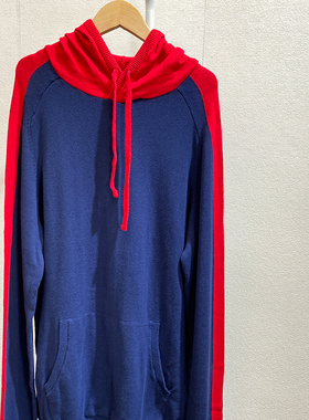 Expres*｜美单折扣！减龄慵懒~宽松拼色连帽长袖针织衫卫衣男女冬