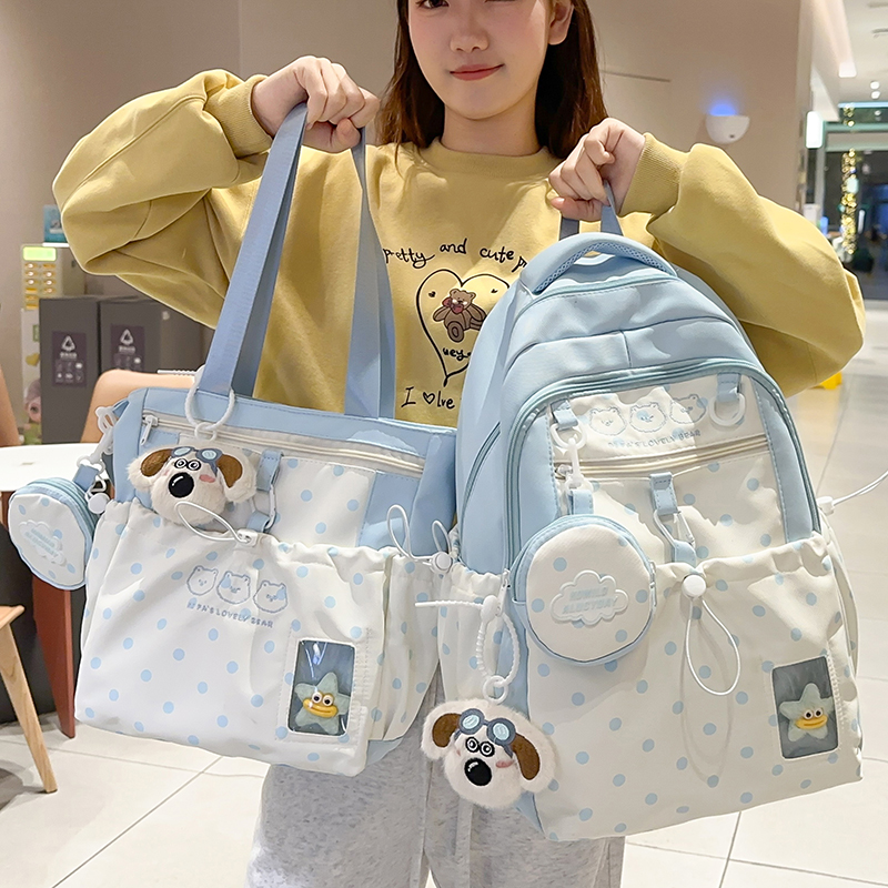 女学生ins风波点减负双肩书包