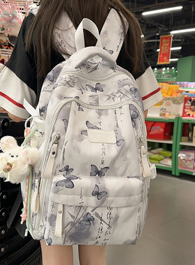 初中生百搭高颜值书包女韩版高中小学生轻便减负背包学院风双肩包