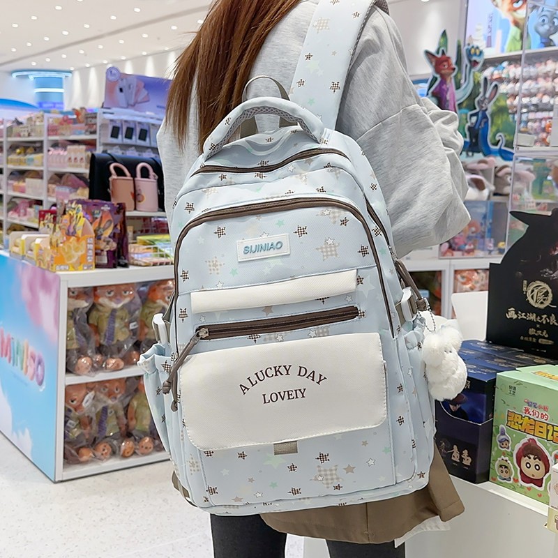 初中生书包韩版女生学院风背包森系校园百搭小学生轻便减负双肩包
